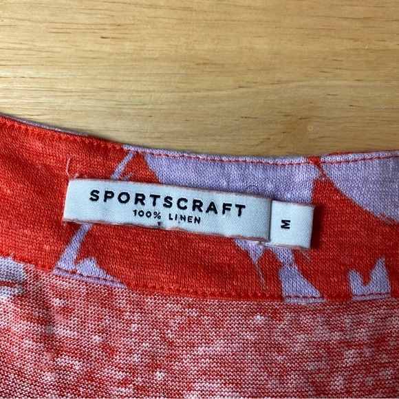 SPORTSCRAFT 'Tay' Orange Floral Print 100% Linen V-Neck Midi Dress Size M AU 12 - Picture 6 of 12